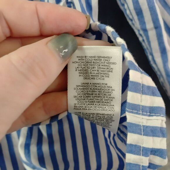 Cabi Womens Striped Button Up Shirt S Blue White Cotton Casual Work Coastal Vibe - Picture 10 of 12